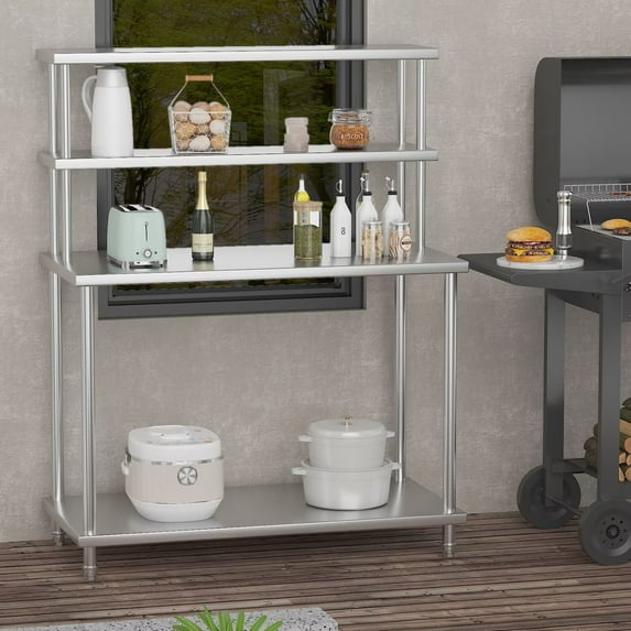GOGRANT Stainless Steel Work Table with with 48" x 12" Shelf, 48 x 24 Inches Kitchen Prep Table, Commercial Heavy Duty Table with Adjustable Undershelf for Home Restaurant Warehouse Outdoor