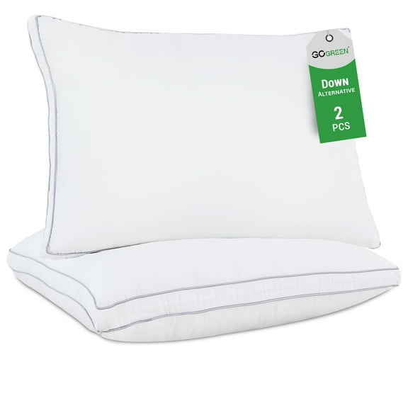 GOGREEN 2 Pack Pillows for Bed, King Size Pillows Insert for Side and Back Sleepers, Soft Down Alternative Microfiber Filled Extra Firm Pillows, 20 x 36 Inches