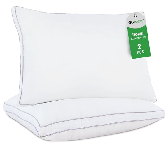GOGREEN 2 Pack Pillows for Bed, Queen Size Pillows Insert for Side and Back Sleepers, Soft Down Alternative Microfiber Filled Extra Firm Pillows, 20 x 30 Inches