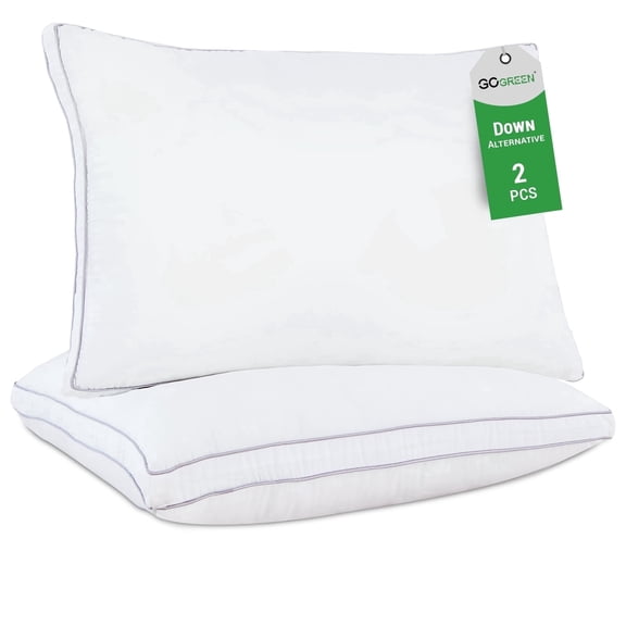 GOGREEN 2 Pack Pillows for Bed, Standard Size Pillows Insert for Side and Back Sleepers, Soft Down Alternative Microfiber Filled Extra Firm Pillows, 20 x 26 Inches