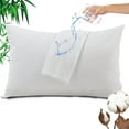 thumbnail image 1 of GOGREEN Bamboo Cotton Waterproof Pillow Protector, Breathable Pillow Cover, Cooling Pillow Case Protector with Zipper, Super Soft Pillow Case Cover with Zipper (2 Packs, Standard 20"x26", White), 1 of 8