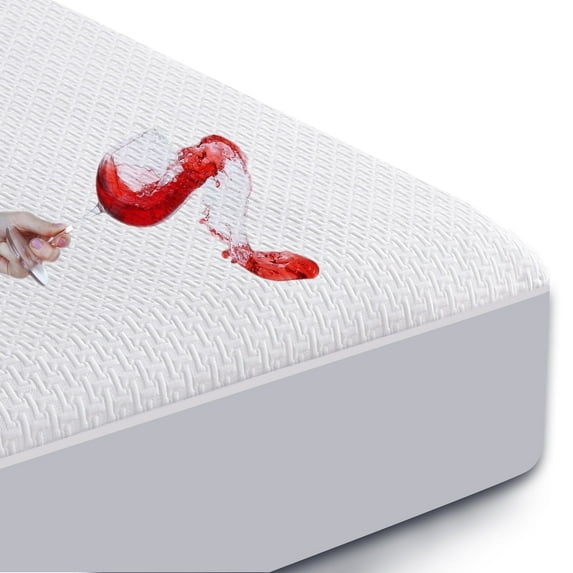 GOGREEN Bamboo Waterproof Mattress Pad, Stretchable Queen Mattress Protector Fit up to 16", Super Soft Mattress Cover Queen Size Bed Cooling 3D Air Mattress Protector, Breathable Bed Cover White