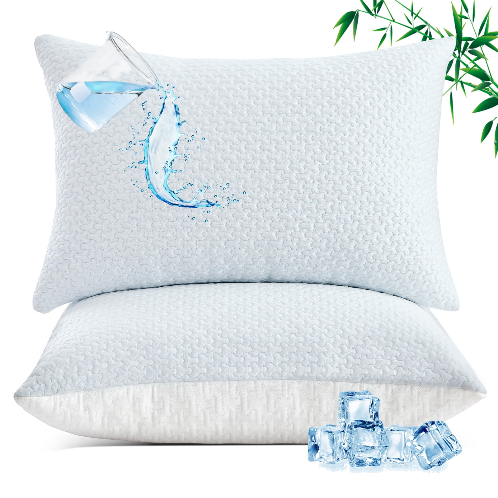 GOGREEN Bamboo Waterproof Pillow Protector Breathable Pillow Cover 3D Air Fabric Cooling Pillow Case Protector with Zipper 2 Packs Queen 20 x30