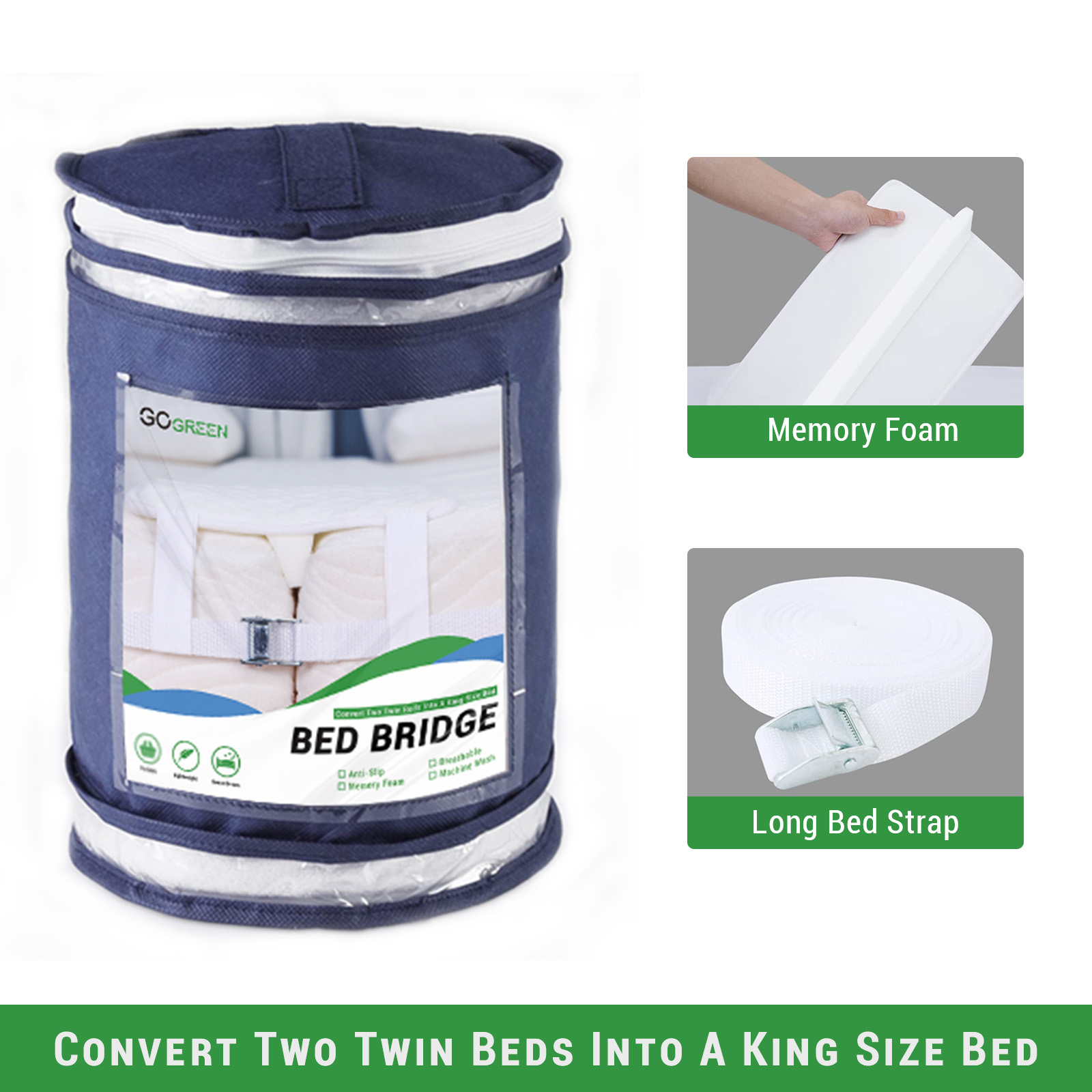 Tutunaumb Twin to King Bed Bridge Converter Kit, Mattress Connector