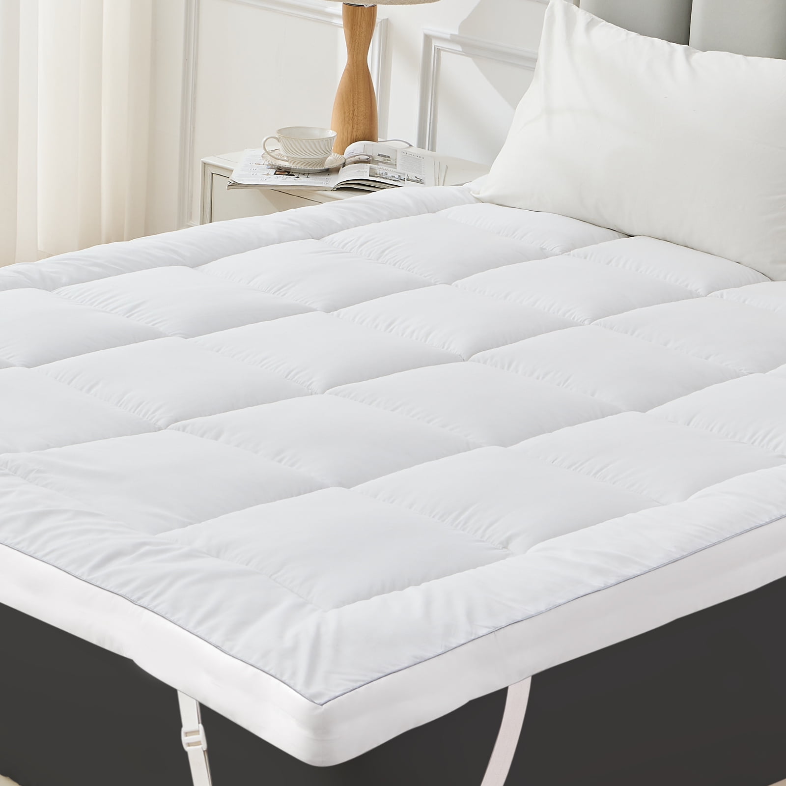 GOGREEN Twin XL Mattress Topper 39"x80", Extra Thick Cooling Mattress Pad with Secure-Fit Adjustable Straps, Stretches 6-20" Deep, Machine Washable Bed Topper