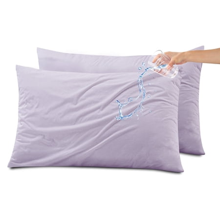 Kingrest Waterproof Pillow Protectors with Zipper, Cooling Bamboo Queen Size Bed Pillow Case Covers, Bed Bug Pillow Cover, Zippered Plastic Pillowcase (2 Packs, Queen 20"x30")