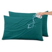 Kingrest Waterproof Pillow Protectors with Zipper, Cooling Bamboo Queen Size Bed Pillow Case Covers, Bed Bug Pillow Cover, Zippered Plastic Pillowcase (2 Packs, Queen 20"x30")