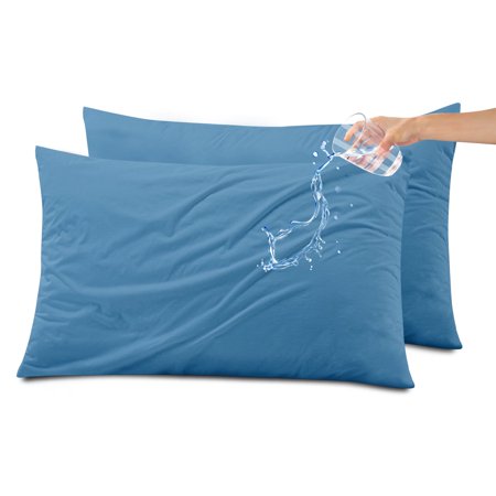 Kingrest Waterproof Pillow Protectors with Zipper, Cooling Bamboo Queen Size Bed Pillow Case Covers, Bed Bug Pillow Cover, Zippered Plastic Pillowcase (2 Packs, Queen 20"x30")