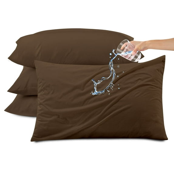 Kingrest Waterproof Pillow Protectors with Zipper, Cooling Bamboo Queen Size Bed Pillow Case Covers, Bed Bug Pillow Cover, Zippered Plastic Pillowcase (4 Packs, Queen 20"x30")