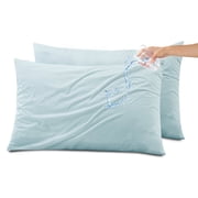 Kingrest Waterproof Pillow Protectors with Zipper - King Size Cooling Bamboo Rayon Pillow Case Cover, Bed Bug Pillow Cover, Zippered Plastic Pillowcase (2 Packs, King 20"x36")