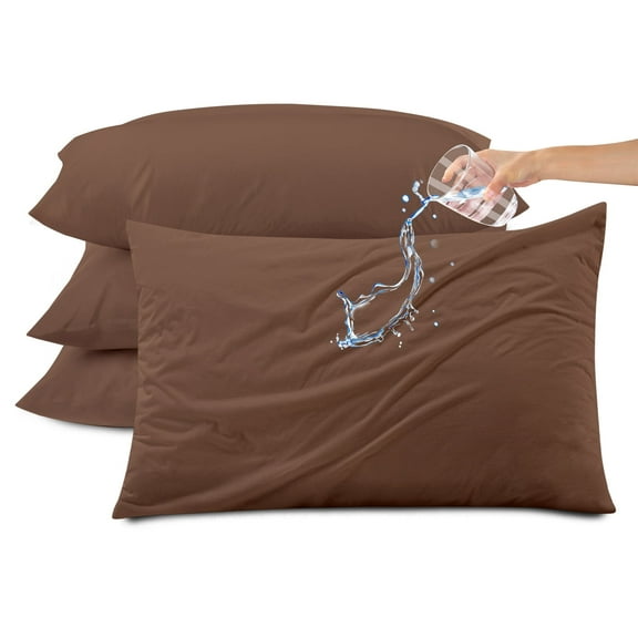 Kingrest Waterproof Pillow Protectors with Zipper - King Size Cooling Bamboo Rayon Pillow Case Cover, Bed Bug Pillow Cover, Zippered Plastic Pillowcase (4 Packs, King 20"x36")