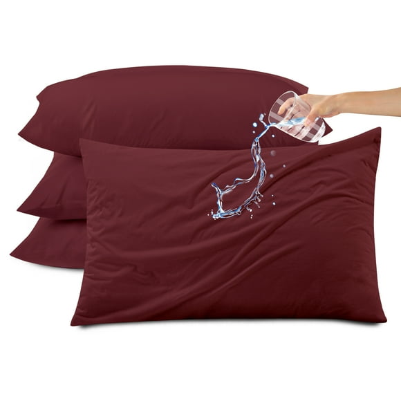 Kingrest Waterproof Pillow Protectors with Zipper - King Size Cooling Bamboo Rayon Pillow Case Cover, Bed Bug Pillow Cover, Zippered Plastic Pillowcase (4 Packs, King 20"x36")