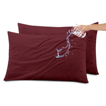 Kingrest Waterproof Pillow Protector with Zipper Standard Size, Cooling Bamboo Zippered Pillow Case Protector, Bed Bedbug Pillow Case Cover Prevent Dust Mites & Allergen (2 Packs, Standard 20"x26")