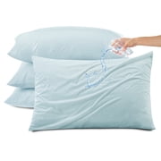 Kingrest Waterproof Pillow Protector with Zipper Standard Size, Cooling Bamboo Zippered Pillow Case Protector, Bed Bedbug Pillow Case Cover Prevent Dust Mites & Allergen (4 Packs, Standard 20"x26")