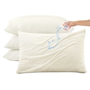 Kingrest Waterproof Pillow Protector with Zipper Standard Size, Cooling Bamboo Zippered Pillow Case Protector, Bed Bedbug Pillow Case Cover Prevent Dust Mites & Allergen (4 Packs, Standard 20"x26")