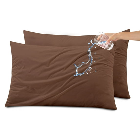 Kingrest Waterproof Pillow Protector with Zipper Standard Size, Cooling Bamboo Zippered Pillow Case Protector, Bed Bedbug Pillow Case Cover Prevent Dust Mites & Allergen (2 Packs, Standard 20"x26")