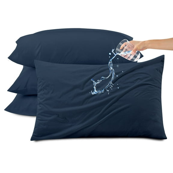 Kingrest Waterproof Pillow Protector with Zipper Standard Size, Cooling Bamboo Zippered Pillow Case Protector, Bed Bedbug Pillow Case Cover Prevent Dust Mites & Allergen (4 Packs, Standard 20"x26")