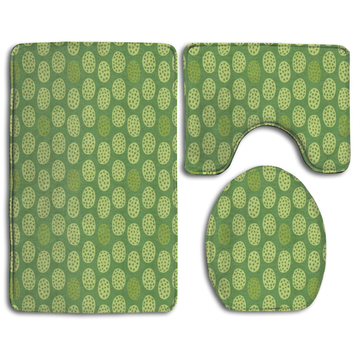 GOHAO Abstract Elongated Pods Greens 3 Piece Bathroom Rugs Set Bath Rug ...