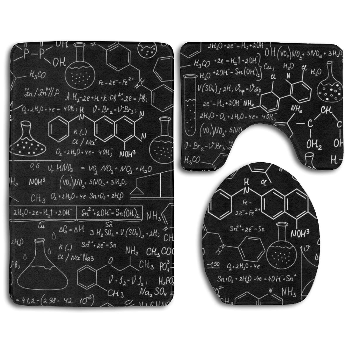 Science Print Rugs GOHAO Abstract Science Chemistry 3D 3 Piece Bathroom Rugs Set Bath Rug ...