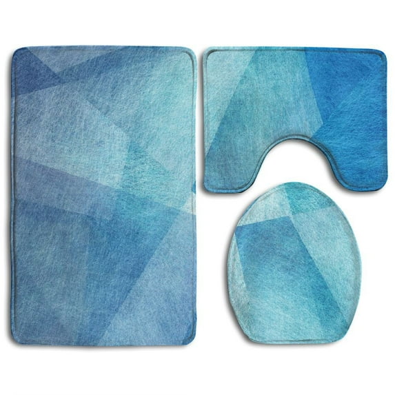 GOHAO Abstract Sky Colors R om Triangle Angles Layers 3 Piece Bathroom Rugs Set Bath Rug Contour Mat and Toilet Lid Cover