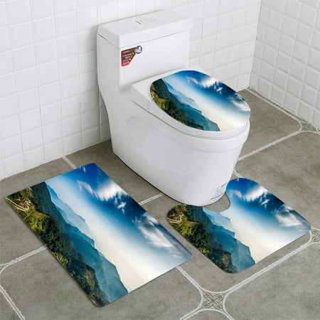 GOHAO Aerial View Genting Highland Malaysia 3 Piece Bathroom Rugs Set Bath Rug Contour Mat and Toilet Lid Cover