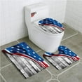 thumbnail image 1 of GOHAO American Flag Close Up Flag Over Antique Rustic Rippled Board Federal 3 Piece Bathroom Rugs Set Bath Rug Contour Mat and Toilet Lid Cover, 1 of 2
