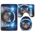 thumbnail image 1 of GOHAO Astronaut Space Cat 3 Piece Bathroom Rugs Set Bath Rug Contour Mat and Toilet Lid Cover, 1 of 2