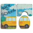 thumbnail image 1 of GOHAO Back to School Bus 3 Piece Bathroom Rugs Set Bath Rug Contour Mat and Toilet Lid Cover, 1 of 2