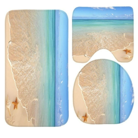 GOHAO Beach Beige Flannel Bath Rugs, 3' x 2' (3 Pieces)