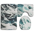 thumbnail image 1 of GOHAO Beach Foam Wave 3 Piece Bathroom Rugs Set Bath Rug Contour Mat and Toilet Lid Cover, 1 of 2