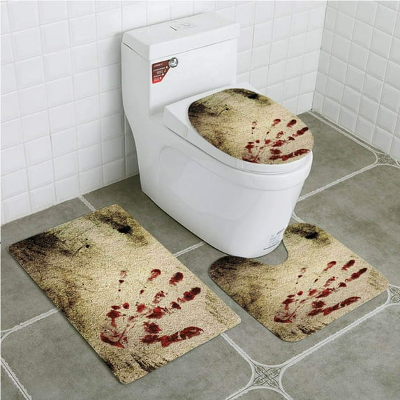 GOHAO Beige Flannel Bath Rugs, 3' x 2' (3 Pieces)