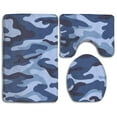 thumbnail image 1 of GOHAO Blue Camouflage 3 Piece Bathroom Rugs Set Bath Rug Contour Mat and Toilet Lid Cover, 1 of 2
