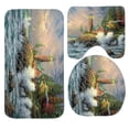 thumbnail image 1 of GOHAO Blue Flannel Bath Rugs, 3' x 2' (3 Pieces), 1 of 2
