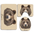 thumbnail image 1 of GOHAO Brown Portrait Bear on Beige Adult 3 Piece Bathroom Rugs Set Bath Rug Contour Mat and Toilet Lid Cover, 1 of 2