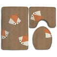 thumbnail image 1 of GOHAO Cartoon Fox Heads 3 Piece Bathroom Rugs Set Bath Rug Contour Mat and Toilet Lid Cover, 1 of 2
