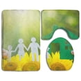 thumbnail image 1 of GOHAO Children Holding Paper House Family Outdoors 3 Piece Bathroom Rugs Set Bath Rug Contour Mat and Toilet Lid Cover, 1 of 2