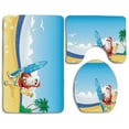 thumbnail image 1 of GOHAO Christmas Santa on Beach Surfboard Summer Party Celebration Tropical 3 Piece Bathroom Rugs Set Bath Rug Contour Mat and Toilet Lid Cover, 1 of 2