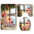 thumbnail image 1 of GOHAO Christmas Window 3 Piece Bathroom Rugs Set Bath Rug Contour Mat and Toilet Lid Cover, 1 of 2