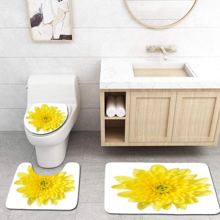GOHAO Chrysanthemum 3 Piece Bathroom Rugs Set Bath Rug Contour Mat and Toilet Lid Cover
