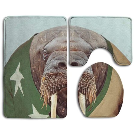 GOHAO Clothing 3 Piece Bathroom Rugs Set Bath Rug Contour Mat and Toilet Lid Cover