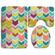 GOHAO Color Arrow 3 Piece Bathroom Rugs Set Bath Rug Contour Mat and Toilet Lid Cover