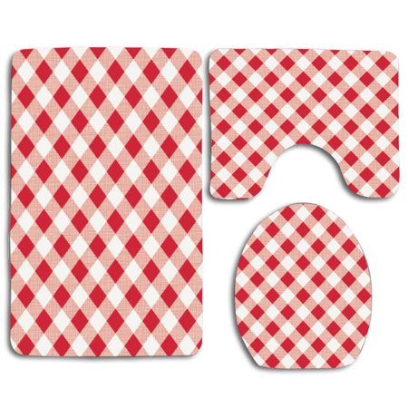 GOHAO Color Spring Flowers 3 Piece Bathroom Rugs Set Bath Rug Contour Mat and Toilet Lid Cover