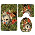 thumbnail image 1 of GOHAO Colorful Birds Birdhouse 3 Piece Bathroom Rugs Set Bath Rug Contour Mat and Toilet Lid Cover, 1 of 2