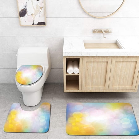 GOHAO Colorful Fresh Colors 3 Piece Bathroom Rugs Set Bath Rug Contour Mat and Toilet Lid Cover
