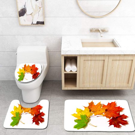 GOHAO Colors Autumn 3 Piece Bathroom Rugs Set Bath Rug Contour Mat and Toilet Lid Cover