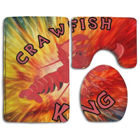 GOHAO Crawfish King 3 Piece Bathroom Rugs Set Bath Rug Contour Mat and Toilet Lid Cover