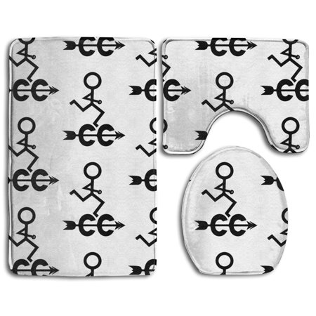 GOHAO Cross Country 3 Piece Bathroom Rugs Set Bath Rug Contour Mat and Toilet Lid Cover