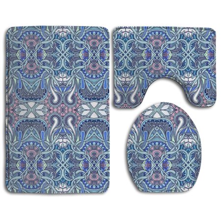 GOHAO Cross Dental Floss 3 Piece Bathroom Rugs Set Bath Rug Contour Mat and Toilet Lid Cover