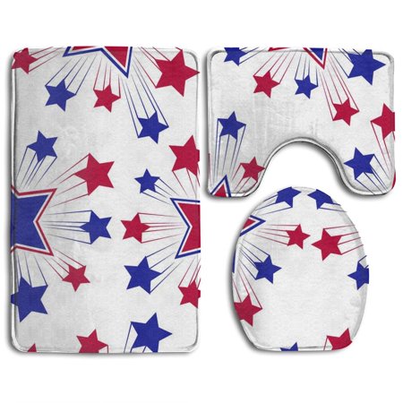 GOHAO Custom Star 3 Piece Bathroom Rugs Set Bath Rug Contour Mat and Toilet Lid Cover