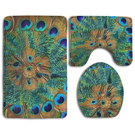 GOHAO Cute Avocado 3 Piece Bathroom Rugs Set Bath Rug Contour Mat and Toilet Lid Cover